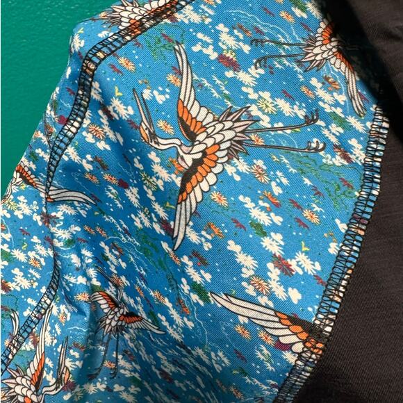 Eleven by Venus Williams Activewear Jacket Black Rouched Blue Crane Print Small - Picture 12 of 12